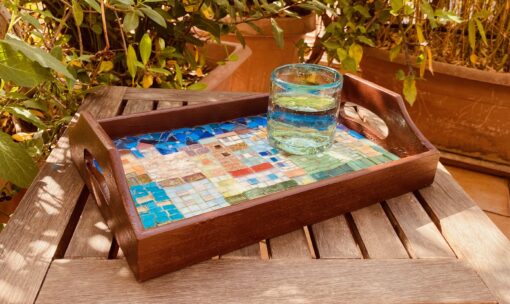 MOSAIC TRAYS LIGHT & DARK WOOD, 22X33 CM 100$